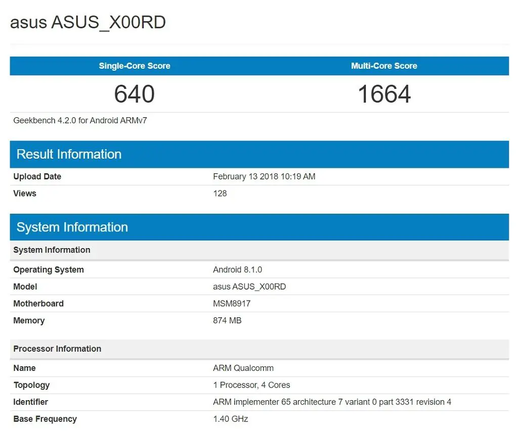 Asus X00RD Android Oreo Go Edition