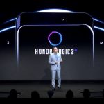 Honor Magic 2 appears at a launch event discussing key features