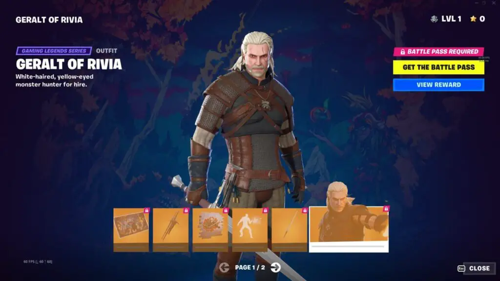 Geralt of Rivia Fortnite Chapter 4 Season 1