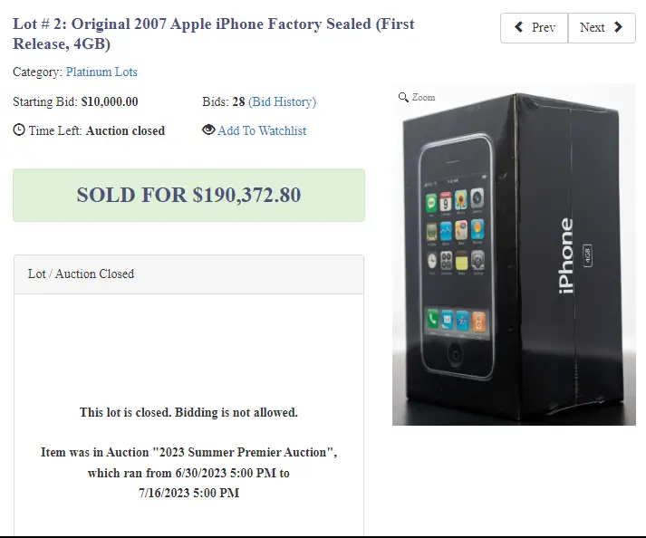 iPhone 1 Auction