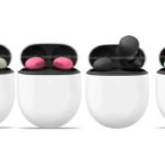 Google Pixel Buds Pro 2 with their wing tip design and four color options are visible in a leaked photo.