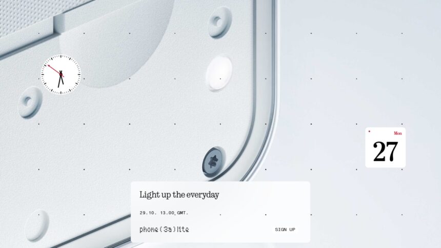 Nothing Phone (3a) Lite launch date confirmed for October 29