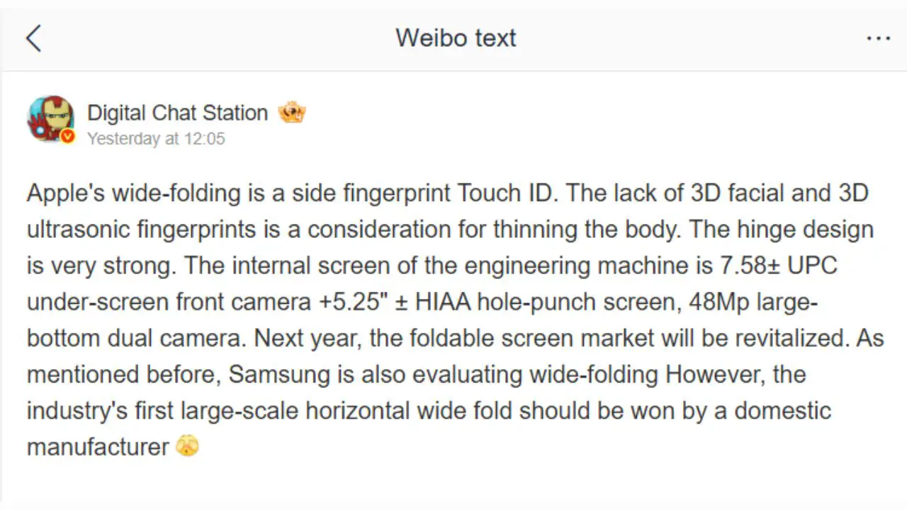 Latest iPhone Fold details leak