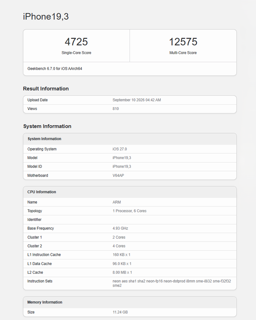 Early A20 Pro Geekbench results show strong CPU gains
