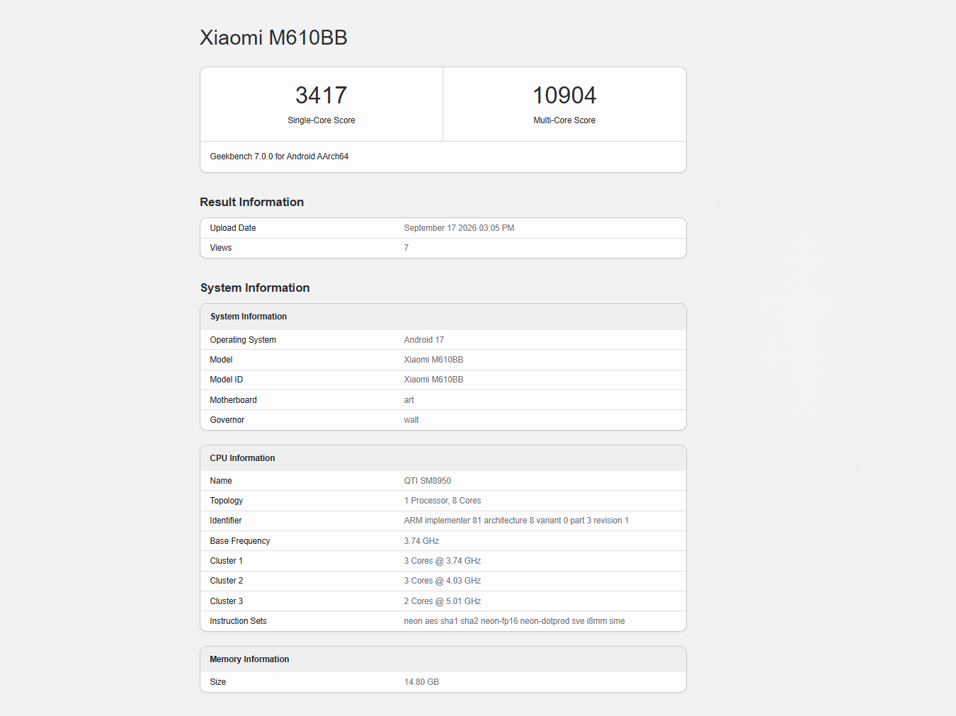 Xiaomi 18 Pro Max Geekbench listing surfaces with new performance details