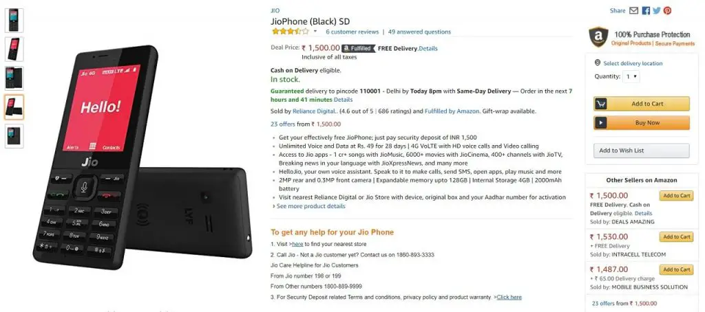 JioPhone Amazon