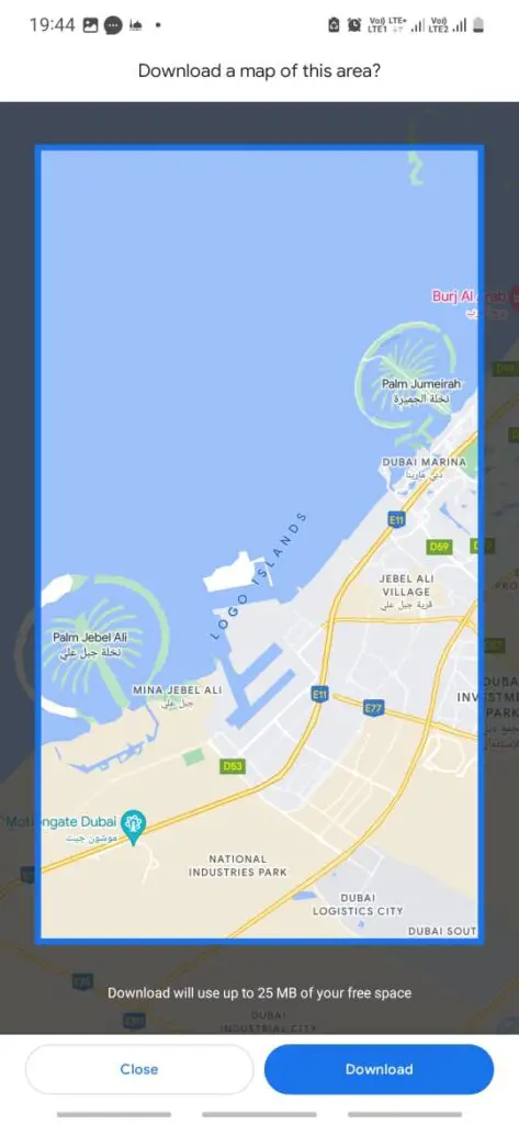 Google Maps Offline Mode Map Selection