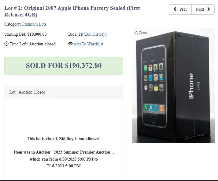 Iphone 1 Auction