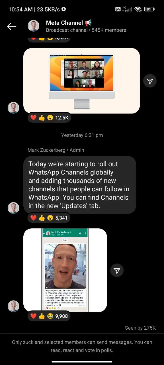 Whatsapp Channel Update