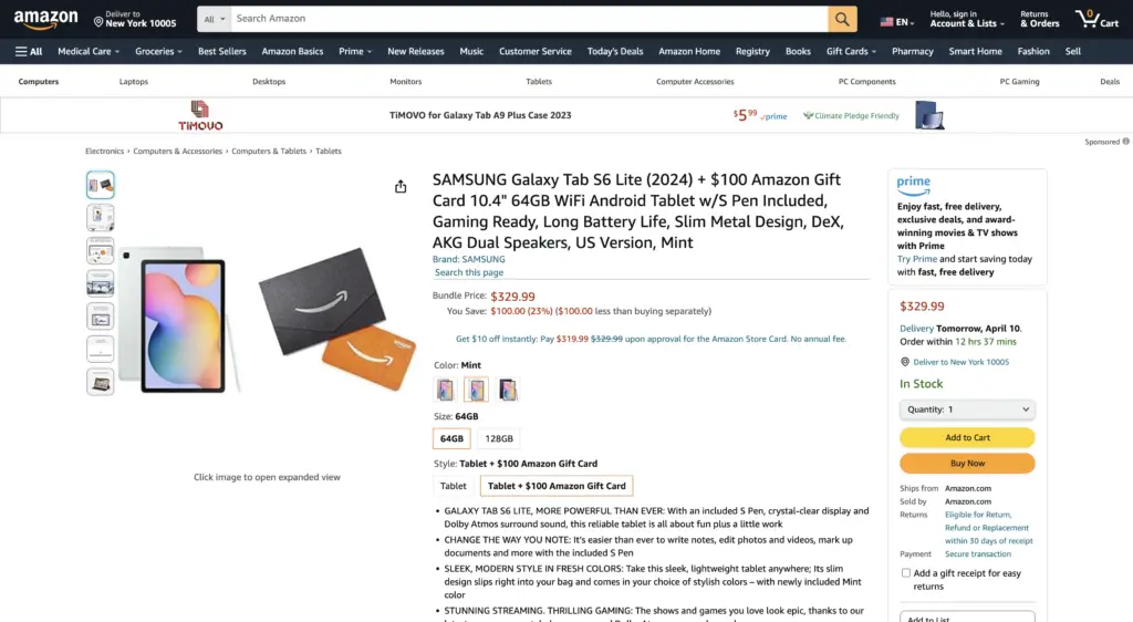 Samsung Galaxy Tab S6 Lite (2024) Amazon Exclusive - TrueTech