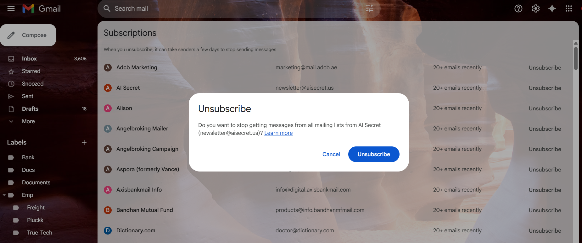 How to manage subscriptions on Gmail?