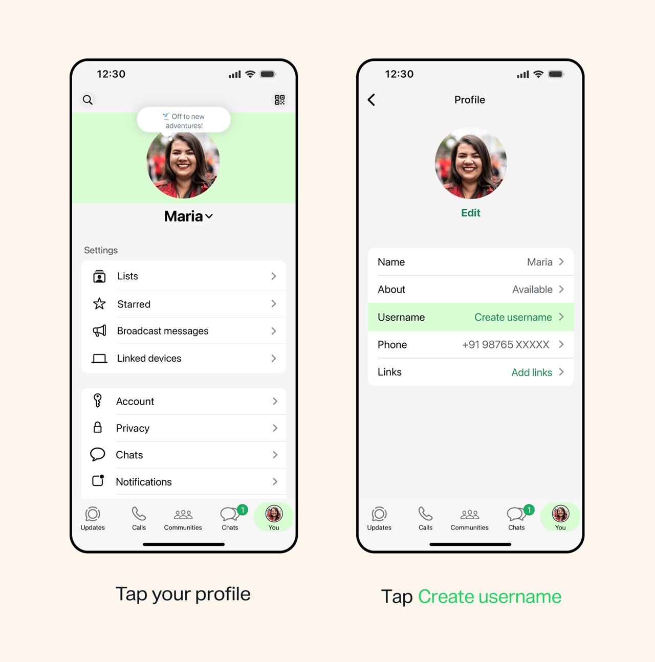 How to set up WhatsApp Username on phones